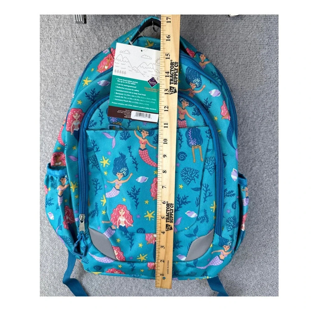 New Crckt Mermaid 3 Piece Backpack Lunch Kit Accessory Pouch Kids School Set NWT